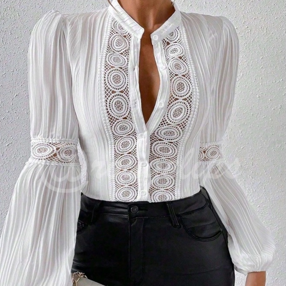 Boutique White Lace Detail Blouse